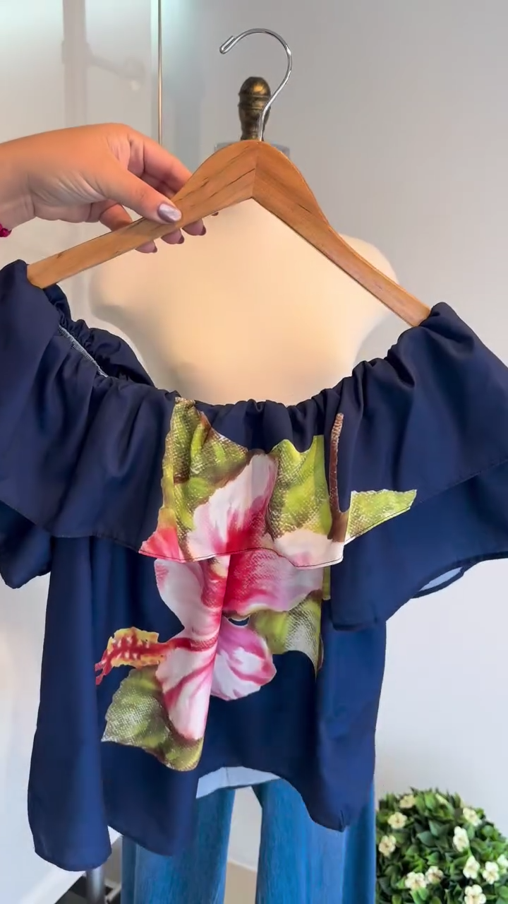 Bluse Blumenmuster Off Shoulder
