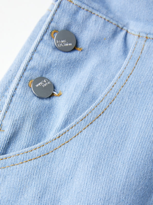 Blauer Vintage Overall mit Großen Taschen und Splash Ink Print