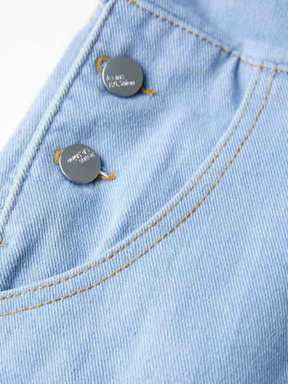 Blauer Vintage Overall mit Großen Taschen und Splash Ink Print