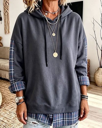 Hoodie Karo Mock Geschichtet