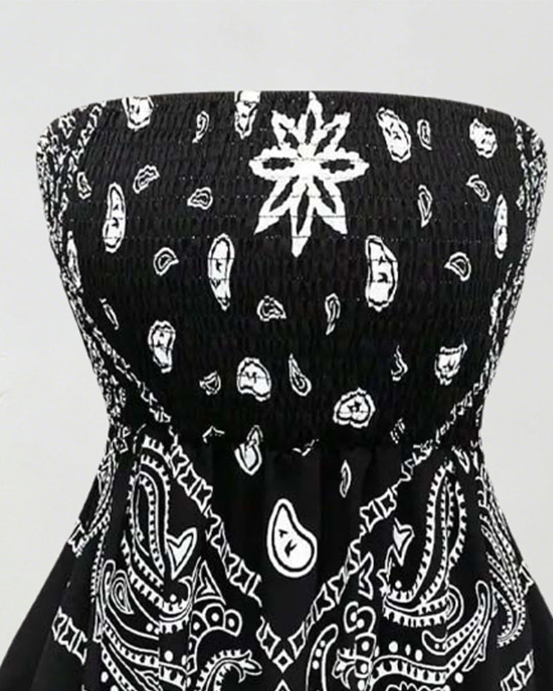Bluse Paisley Bandeau Asymmetrisch