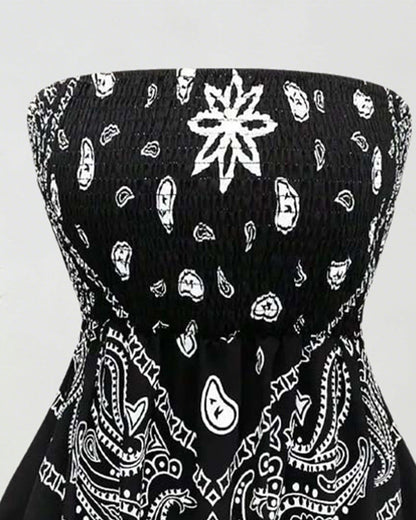 Bluse Paisley Bandeau Asymmetrisch