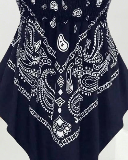 Bluse Paisley Bandeau Asymmetrisch
