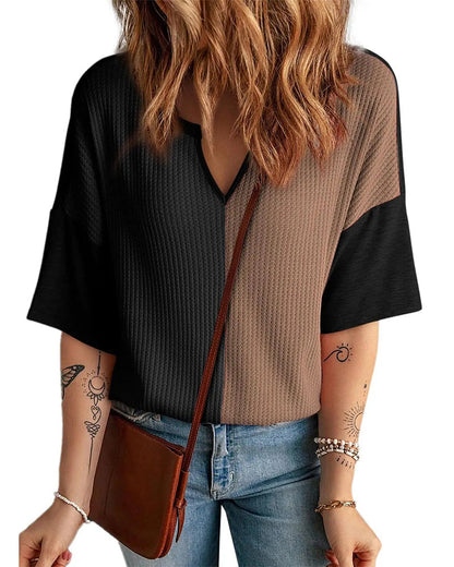 T-Shirt Colorblock Waffelstrick