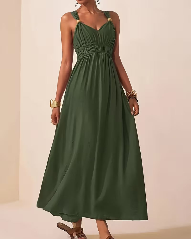 Kleid Ärmellos Gekraust Träger Taille-Betonend