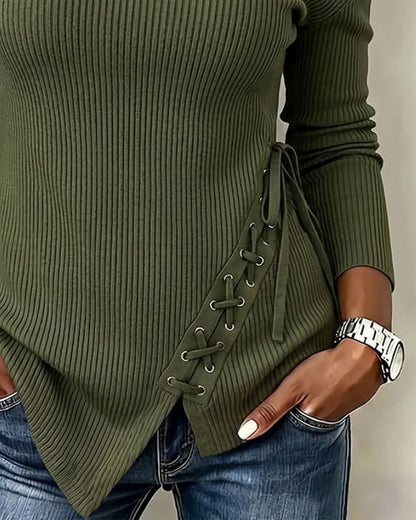 Oberteil Off-Shoulder Binden Mode Langarm