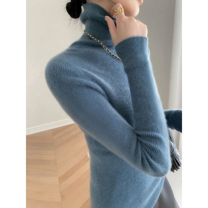 Ribbed Knit Turtleneck Long Sleeve Sweater for Women - Euridice