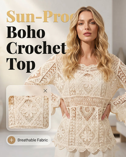 Top Damen Vintage Gehäkelt Hohl Aus Abdeckung