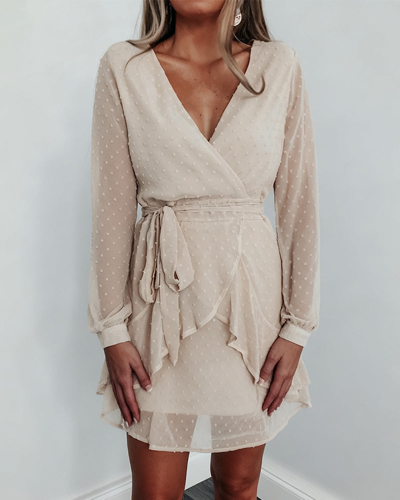 Kleid V-Ausschnitt Dreidimensionale Blume Allround