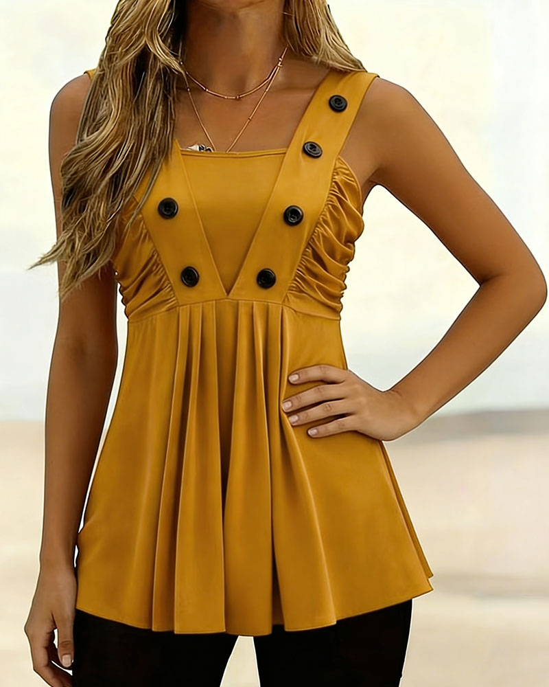 Tanktop Unifarben plissiert A-Linie