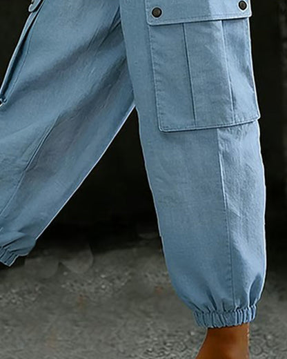 Hosen lässig Kordelzug Taschen Cargo