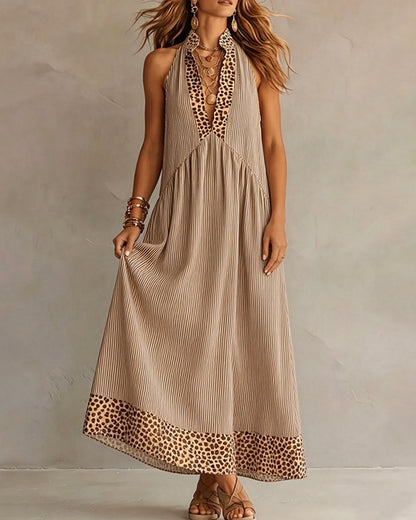 Kleid Ärmellos Leopardenmuster Maxi