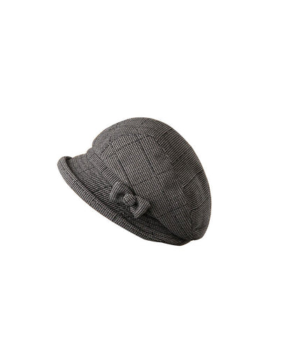 Damen Elegante Karomuster Schleife Dekor Baskenmütze
