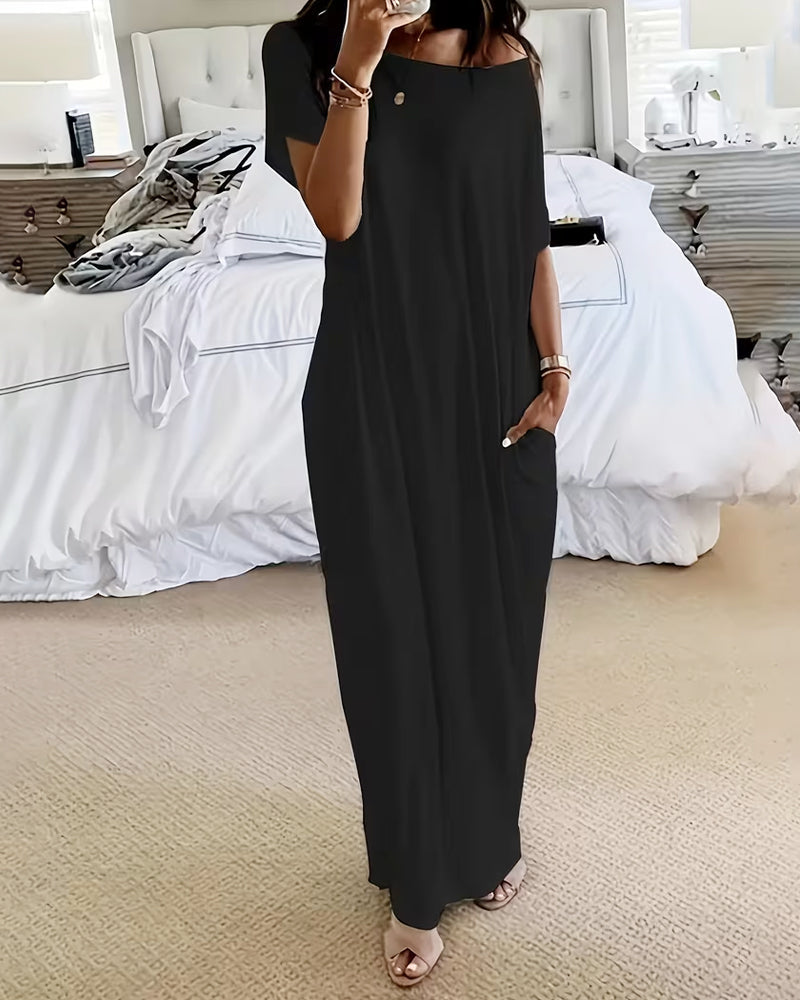 Kleid Unifarben Lang Casual