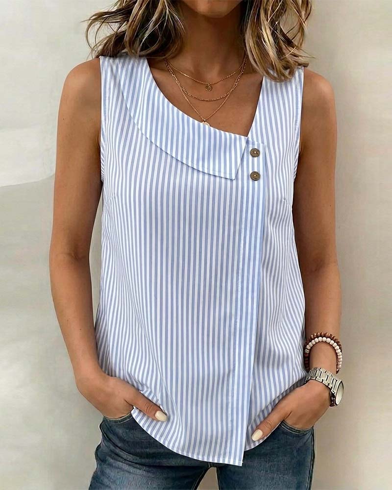 Bluse gestreift asymmetrisch ärmellos