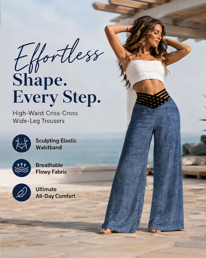 Hose Hohe Taille Lässig Trendy Weites Bein