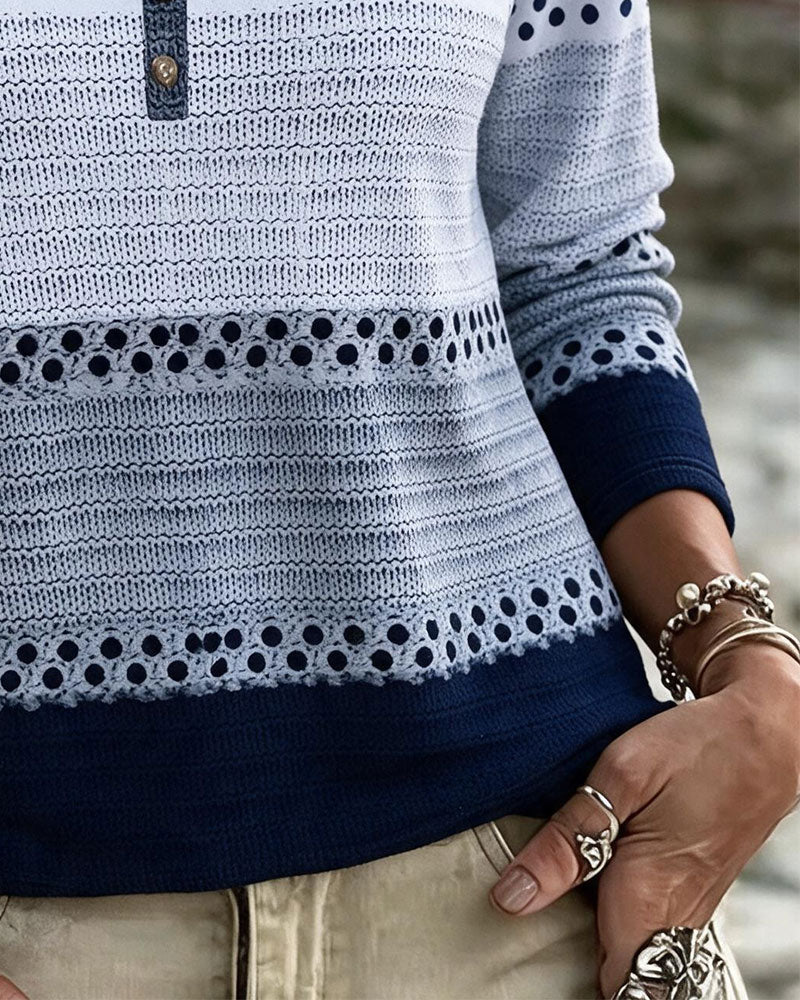 Langarmtop Mit Punkten Und Patchwork-Muster