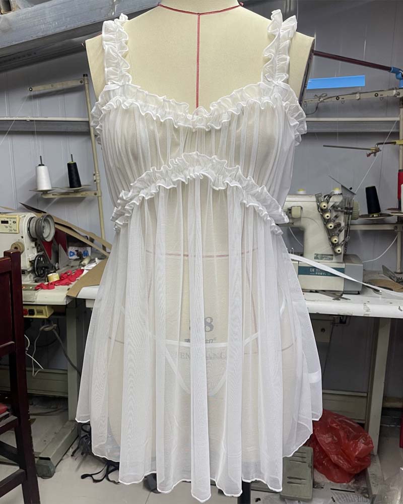 Nachtkleid Durchsichtig Mesh Träger Sexy