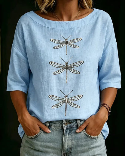 Bluse 3/4-Arm Libellenmuster