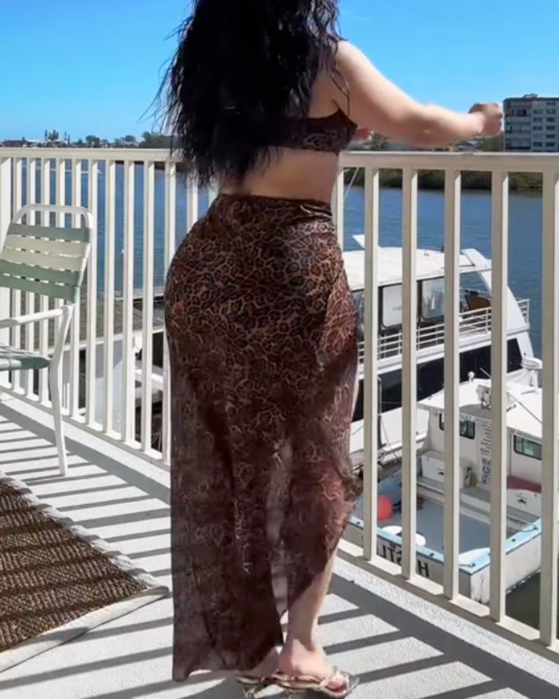 Bikini Mode Hochtailliert Leopard Druck