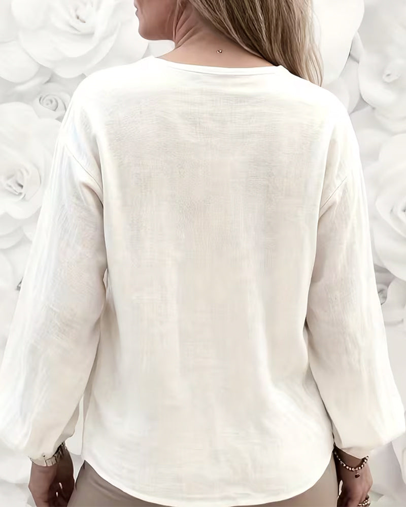 blouse elegant spitzenbesatz v-ausschnitt