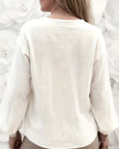 blouse elegant spitzenbesatz v-ausschnitt