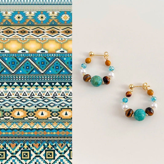 Turquoise Multicolor Natural Stone Hoop Earrings for Women - Annamaria