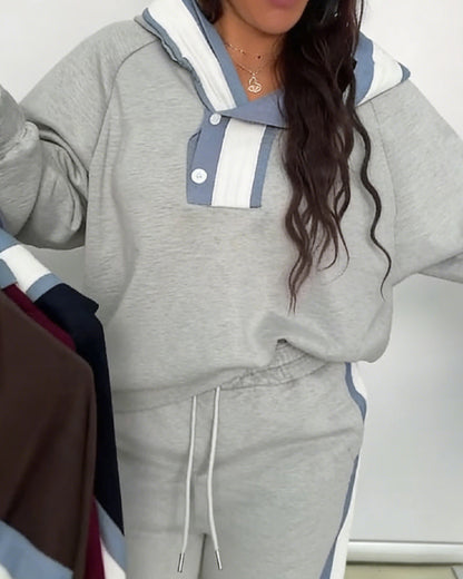 Zweiteiliges Set lässiger Color-Block-Sweatshirt