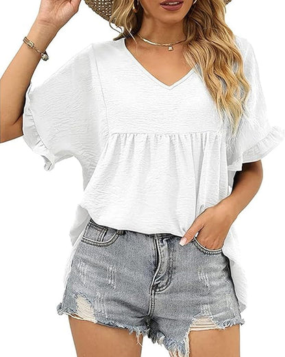 Bluse Lässig Rüsche Loose Fit