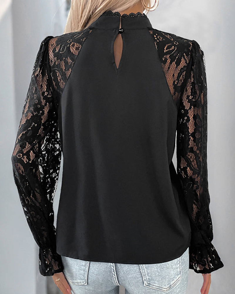 Bluse Spitze Langärmlig Casual