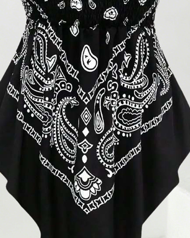 Bluse Paisley Bandeau Asymmetrisch