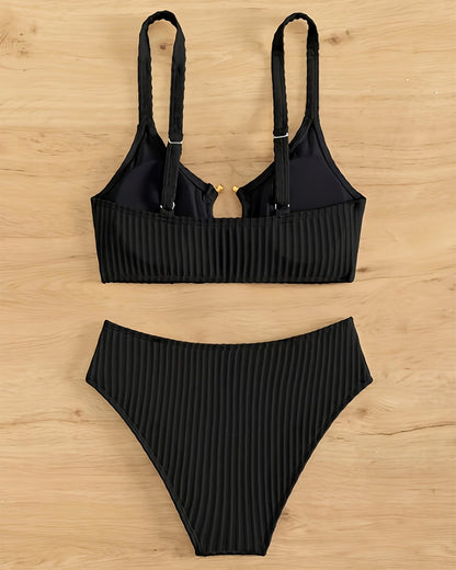 Bikini Unifarben Cutout Zweiteiler