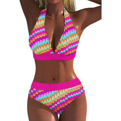 Bikini Farbblock Halter