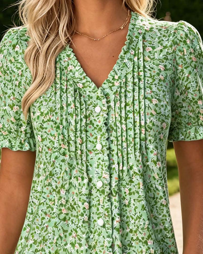 Bluse V-Ausschnitt Blumenprint