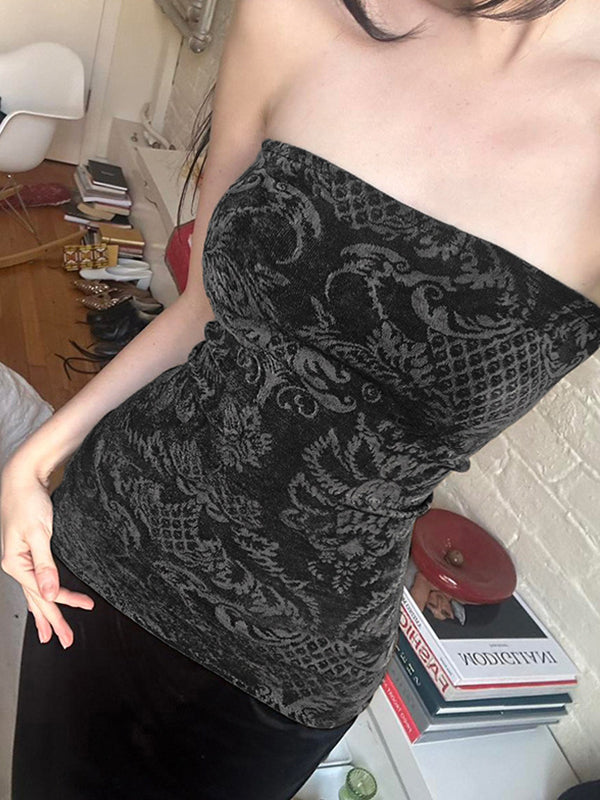 Einfarbiges Y2k Bandeau Top mit Streetwear Charakter