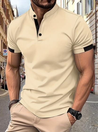 Beiges Poloshirt mit schwarzen Details - Max