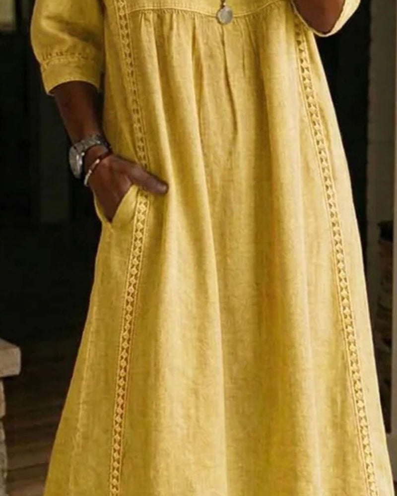 Kleid Hohl Aus V-Ausschnitt Locker