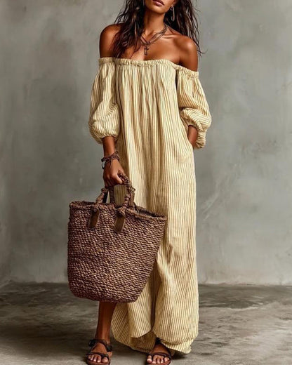 Kleid Locker Off-Shoulder Gestreift