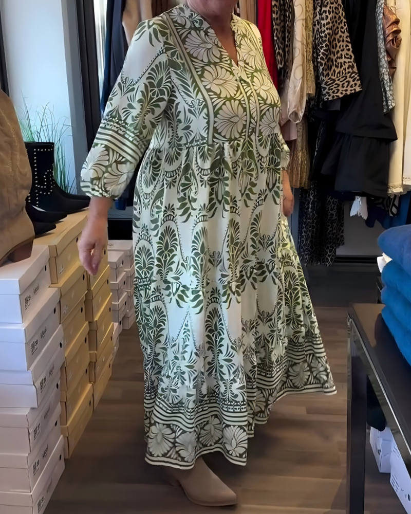 Kleid mit Blumenmuster und V-Ausschnitt