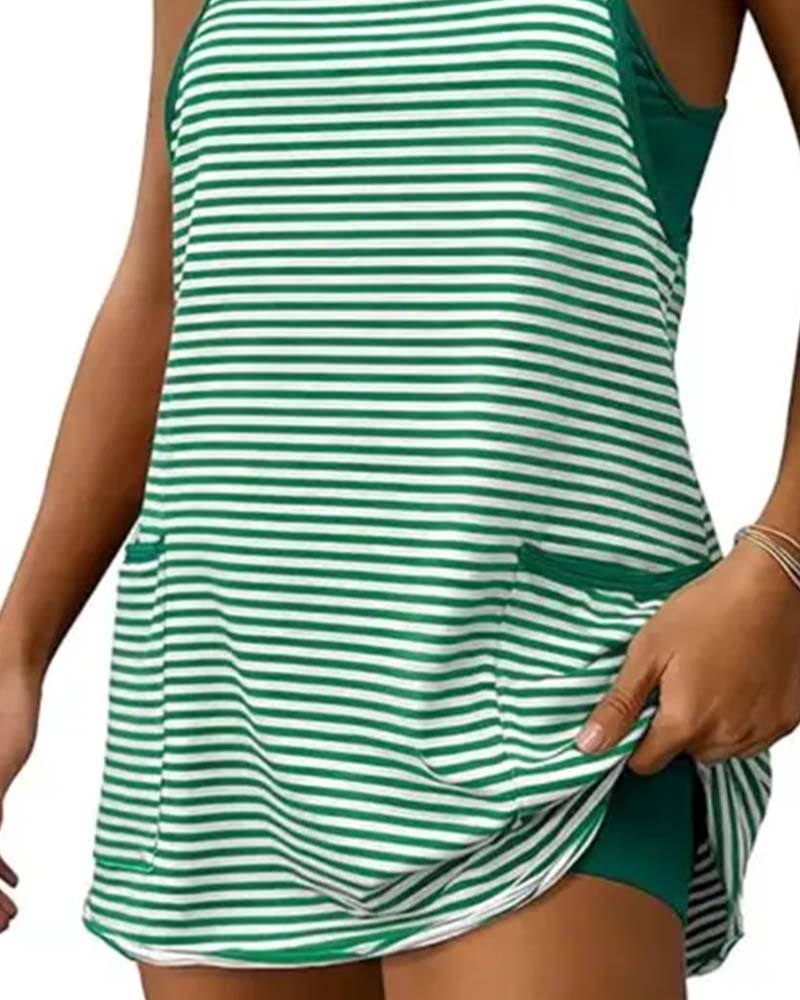 Jumpsuits Gestreift Ärmellos Camisole Lässig