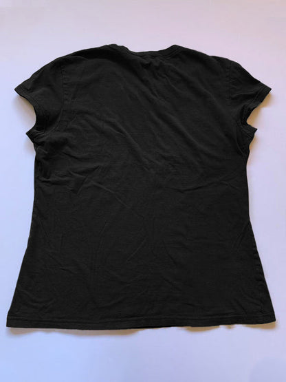 Schwarzes Vintage T-Shirt mit Handgedruckten Federflügeln