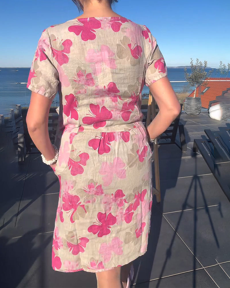 Kleid Lässig Schmetterlingsdruck