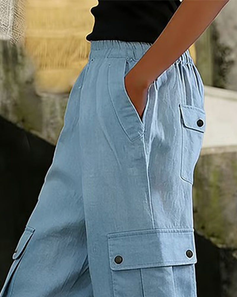 Hosen lässig Kordelzug Taschen Cargo