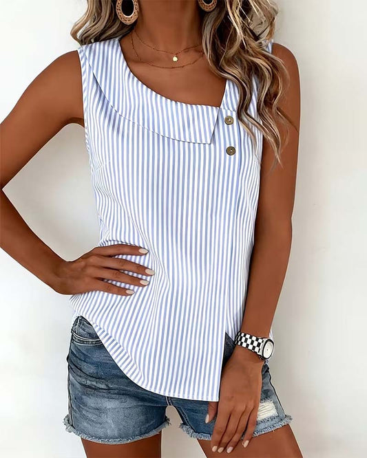 Bluse gestreift asymmetrisch ärmellos