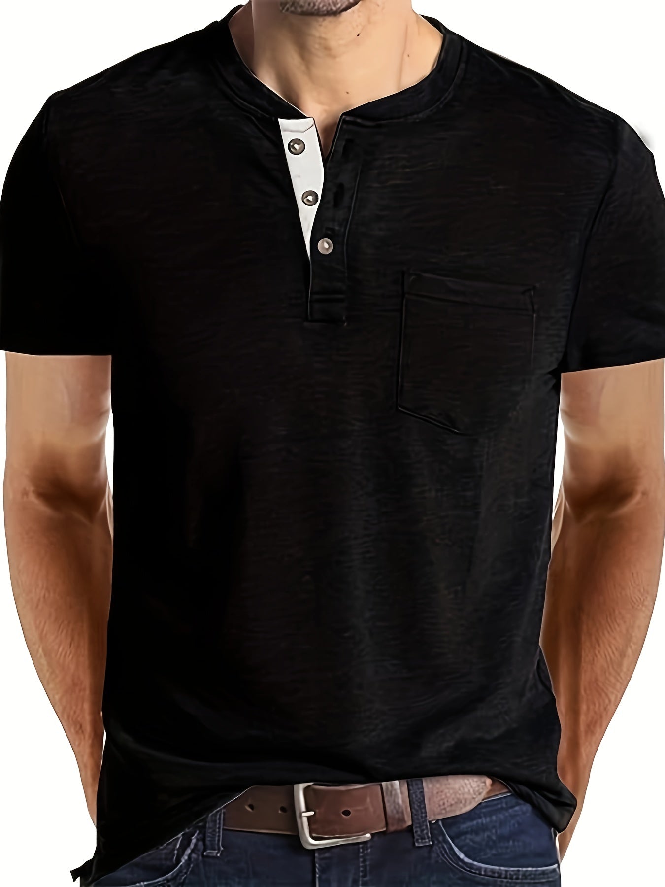 Blue Henley T-Shirt - Chris