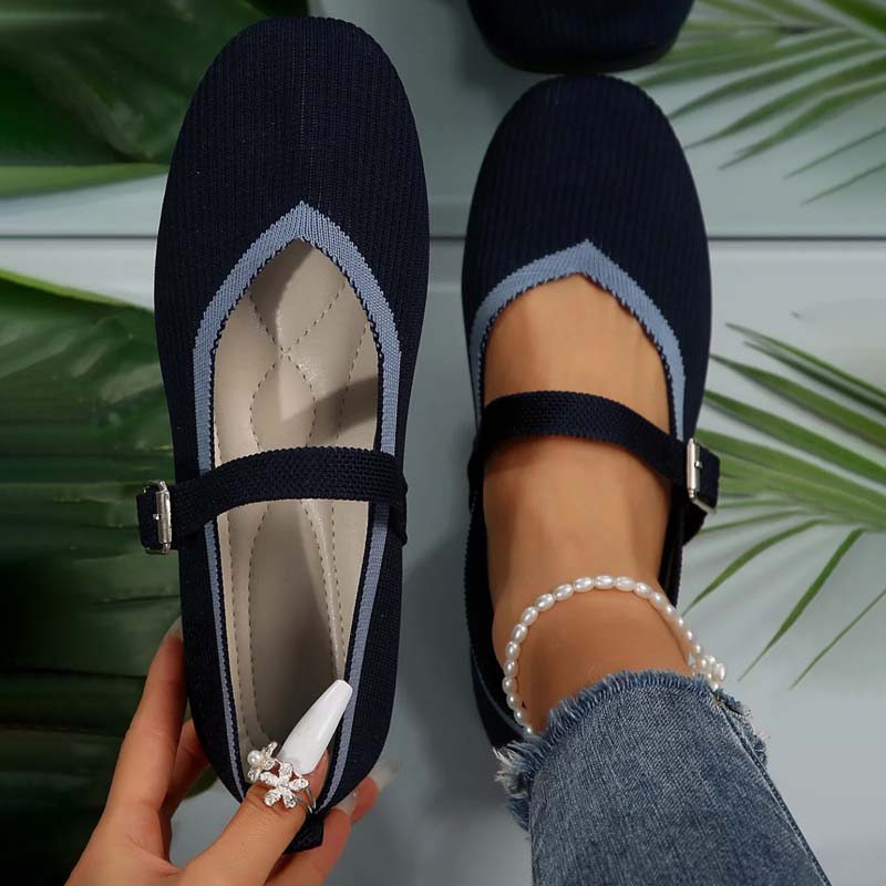 Atmungsaktive Flache Schuhe Marineblau