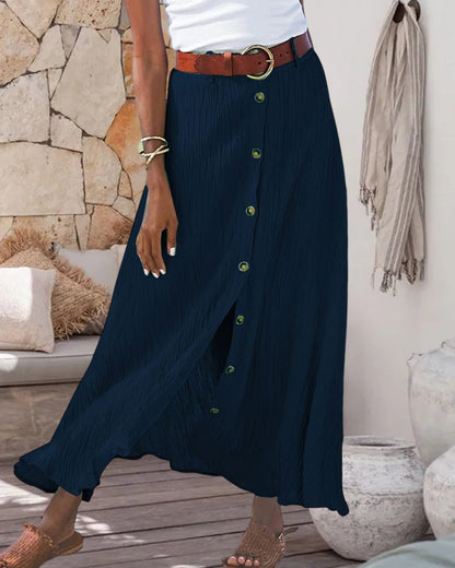 Blue button front maxi skirt - Sophia