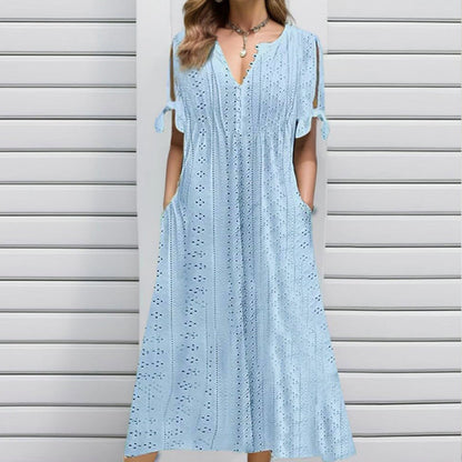 👗 50% RABATT! ⏰ Elegantes V-Ausschnitt-Kleid mit dezenten Cut-Outs für Damen – Figurumschmeichelnd, luftig & perfekt für Sommerpartys und besondere Anlässe 💃