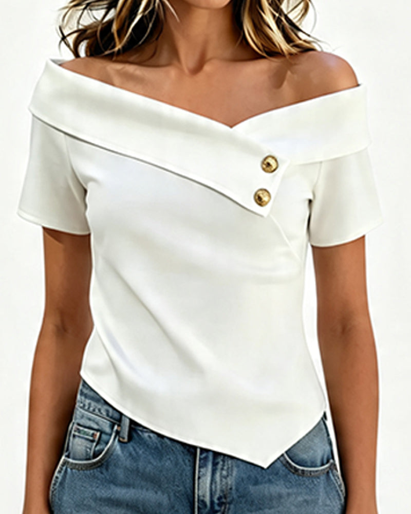 Bluse Off-the-Shoulder Unifarben