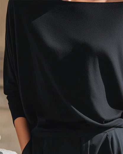 Top Off-the-Shoulder Fledermausärmel